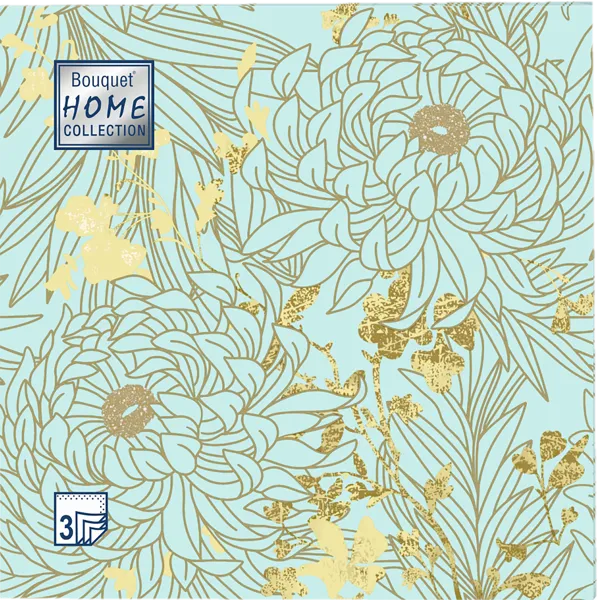 Изображение Салфетки 3х слойные Букет хоум коллекшн классик цветы тиффани 33*33см Русская Бумага м/у, 20 шт