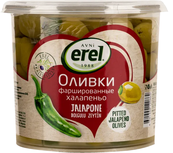 Изображение Оливки с халапеньо Авни Эрель зеленые Авни Эрель п/у, 400 г