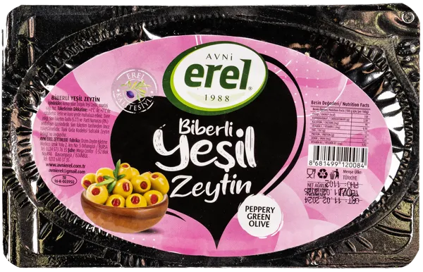 Изображение Оливки с красным перцем Авни Эрель зеленые Авни Эрель п/у, 170 г