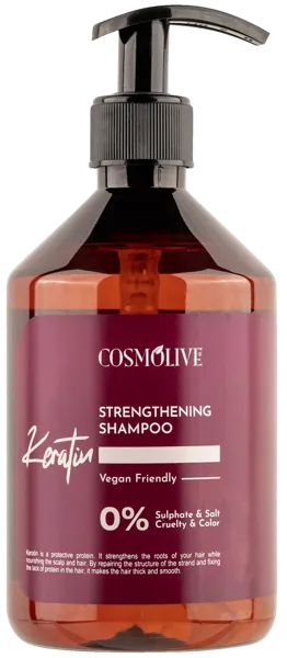 Изображение Шампунь для слабых волос Космолив кератин укрепляющий Космолив Козметик п/у, 500 мл