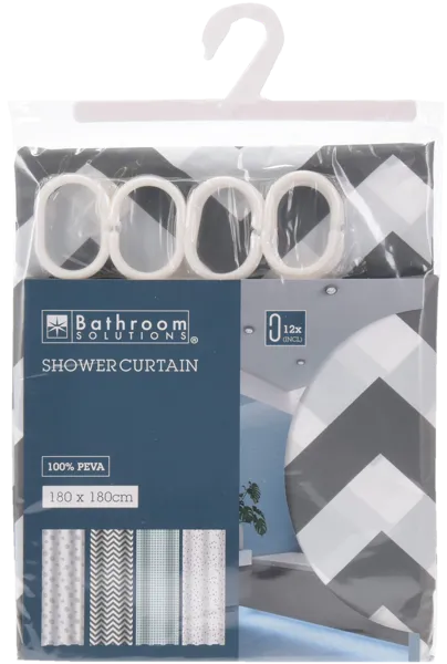 Изображение Штора 180*180см для душа Купман белая с узором ассорти Купман Интернэшнл , 1 шт