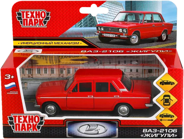 Изображение Машина 12 см инерционная Технопарк ваз 2106 жигули красная Шанту Сити к/у, 1 шт