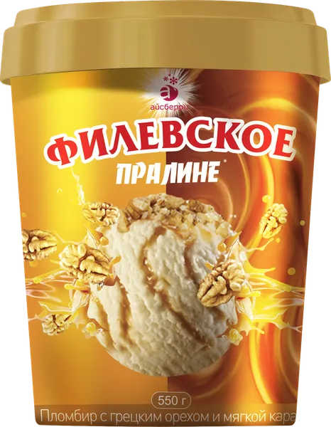 Изображение Мороженое пломбир Филевское грецкий орех Айсберри-ФМ пл/ведро, 550 г