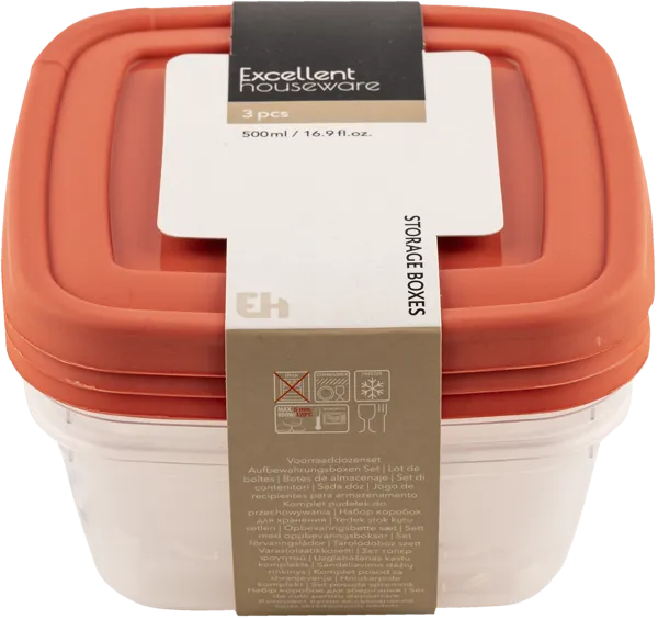 Изображение Контейнер 500мл пластик Купман с цветной крышкой Купман Интернэшнл , 3 шт