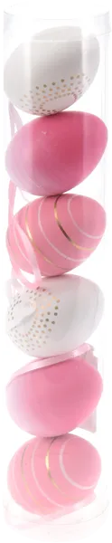Изображение Подвеска 6см пасхальная Купман яйцо розовое в полоску Купман Интернэшнл , 6 шт