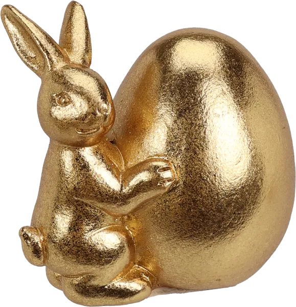 Изображение Фигурка пасхальная Купман кролик с яйцом золотая Купман Интернэшнл , 1 шт
