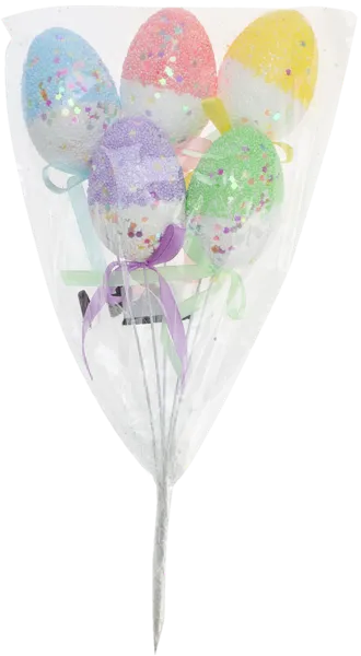 Изображение Яйцо на палочке Купман цветное с пайетками Купман Интернэшнл , 6 шт