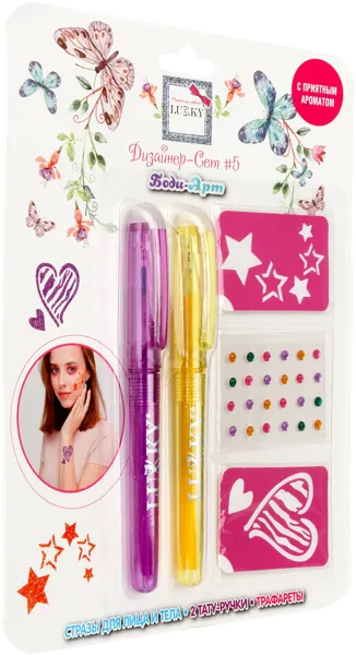 Изображение Набор для боди-арта Лакки №5 фиолетовый, оранжевый 1Той к/у, 1 шт