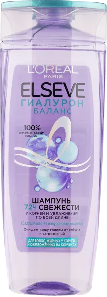Изображение Шампунь для жирных волос Эльсев гиалурон баланс питание Лореаль п/у, 400 мл