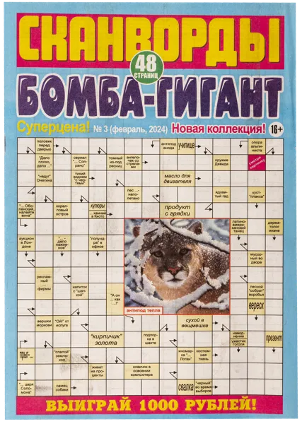 Изображение Журнал ежемесячный Бомба-Гигант сканворды РостПресс , 1 шт