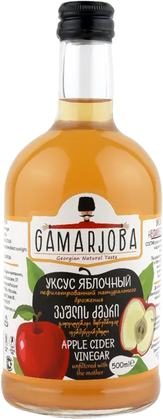 Изображение Уксус яблочный Гамарджоба нефильтрованный Сандро и компания с/б, 500 мл
