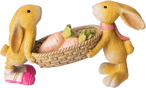 Изображение Статуэтка 13*7,5см Лефард кролики с корзиной Лефард , 1 шт