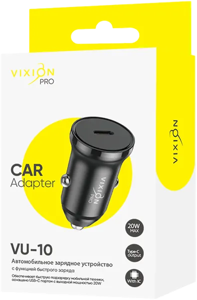 Изображение Адаптер для авто черный Виксион 1 разъем тайп-с VU-10 Дунгуань Пуджи Электроник к/у, 1 шт