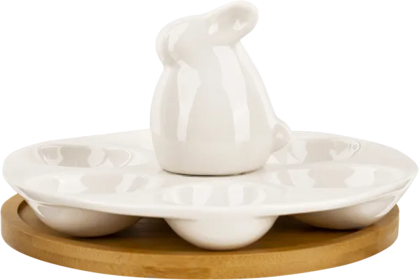 Изображение Блюдо 16,5см для яиц Белла Тенеро зайка на подставке Йоуда Импорт м/у, 1 шт