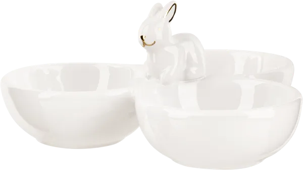 Изображение Менажница 16,5*7,5см Доляна зайка в золотом 3 секции Доляна м/у, 1 шт