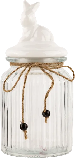 Изображение Банка 900мл для сыпучих Доляна белый зайка прозрачная Доляна м/у, 1 шт