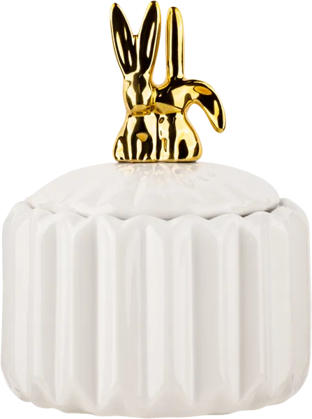 Изображение Банка 600мл для сыпучих Доляна золотой зайка белая Доляна м/у, 1 шт