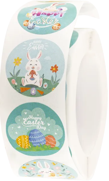 Изображение Наклейки в рулоне Арт Узор пасхальные зайчики Йоуда Импорт м/у, 500 шт