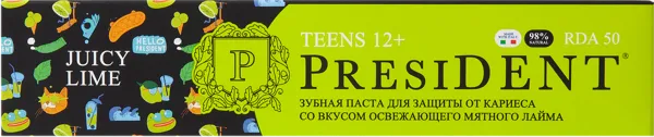 Изображение Зубная паста детская с 12лет Президент тинс джуси лайм Орбита СП ООО к/у, 70 мл