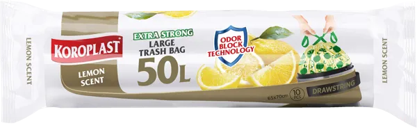 Изображение Мешки для мусора 50л Коропласт арома лимон с завязками Коропласт м/у, 10 шт