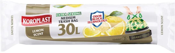 Изображение Мешки для мусора 30л Коропласт арома лимон с завязками Коропласт м/у, 15 шт
