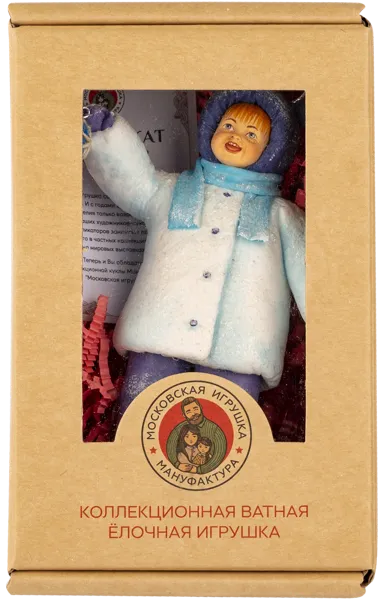 Изображение Елочное украшение 13см ватное Московская игрушка Малыш с аэростатом Мануфактура Московская иг к/у, 1 шт