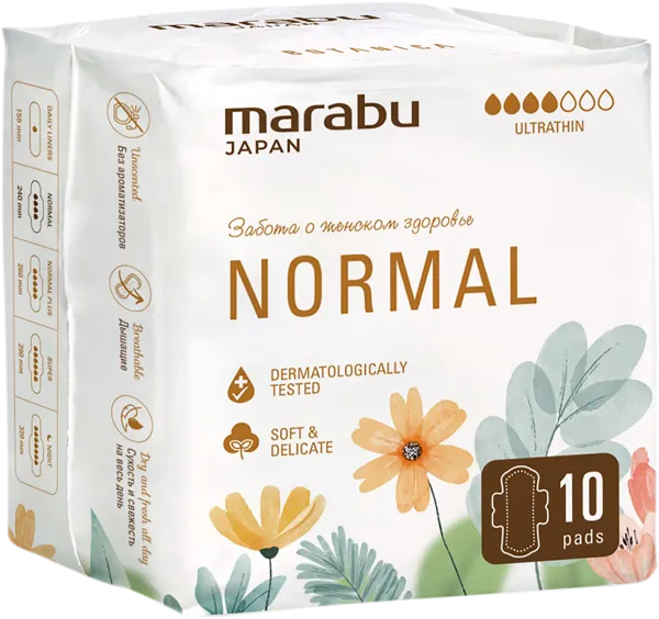 Изображение Прокладки нормал Марабу ультратонкие Фуцзянь Нова м/у, 10 шт