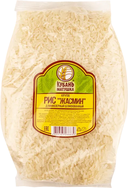 Изображение Рис длиннозерный Кубань матушка Жасмин шлифованный Югоптторг-23 м/у, 600 г