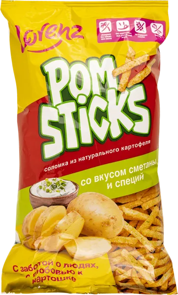 Изображение Чипсы картофельные Лоренц Помстикс Сметана специи соломка Лоренц м/у, 100 г