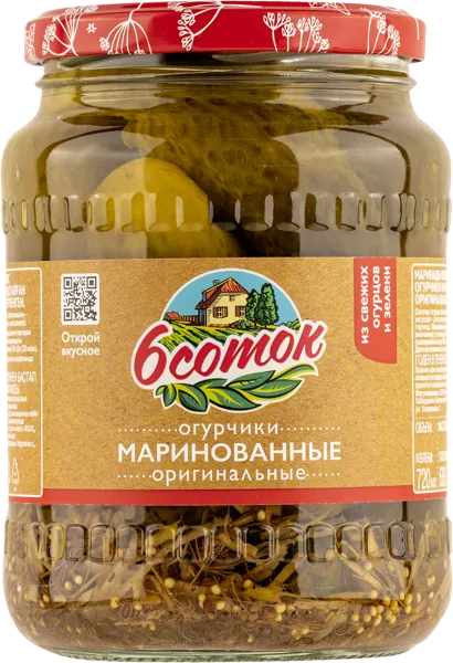 Изображение Огурцы маринованные Шесть Соток оригинальные Агро-Инвест с/б, 680 г