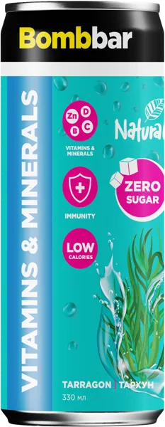 Изображение Напиток без сахара Бомббар лимонад тархун Натуральные напитки ж/б, 0,33 л