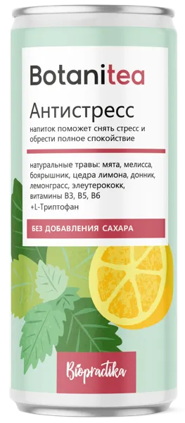 Изображение Напиток газ Ботанити антистресс Биопрактика ж/б, 0,33 л