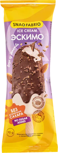 Изображение Мороженое эскимо без сахара Снэк фабрик миндаль Фитнес Фуд м/у, 70 г