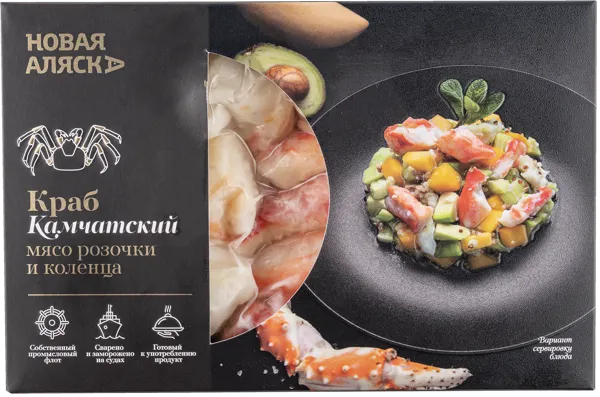 Изображение Морепродукты варено-мороженные Краб Камчатский мясо розочки и коленца Новая Аляска Волхов к/у, 200 г