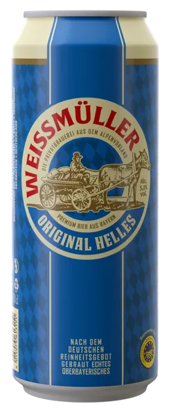 Изображение Пиво светлое Лагер 5,3% Вейсмюллер Ориджинал Хель Вейсмюллер ж/б, 0,5 л