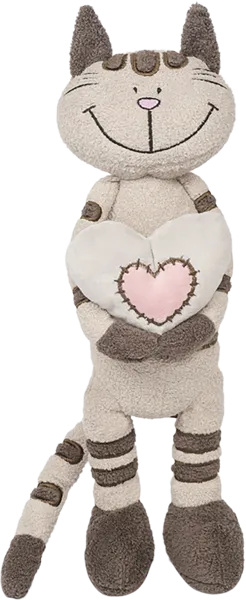 Изображение Мягкая игрушка 33 см Макси тойз кот полосатик с сердцем Джиангсу Сохо к/у, 1 шт