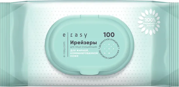 Изображение Салфетки влажные для лица Ирейзи жирная и комби кожа Ловулар Лимитед м/у, 100 шт