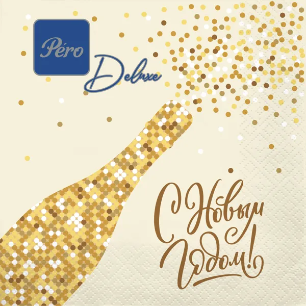 Изображение Салфетки 33*33см 3х слойные Перо делюкс брызги шампанского Лилия ООО м/у, 20 шт