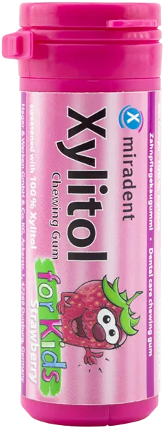 Изображение Резинка жевательная детская Мирадент ксилитол 100% земляника Хагер Веркен п/у, 30 шт