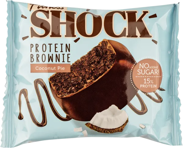 Изображение Пирожное протеиновое Фитнес шок брауни кокосовый пирог Фитнес десерты м/у, 50 г