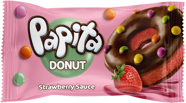 Изображение Кекс с какао глазурью Папита донат клубника драже Шолен м/у, 40 г