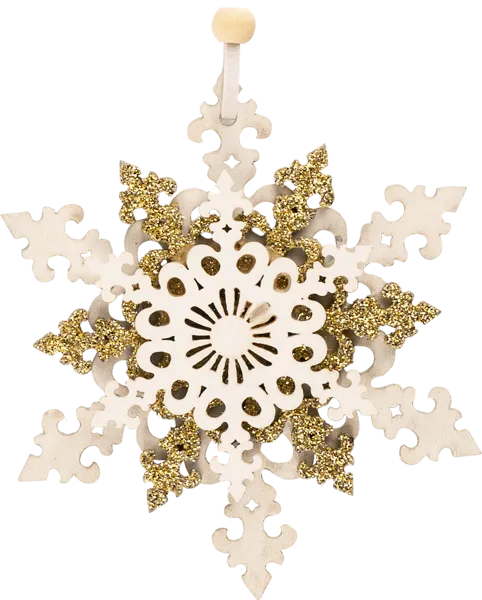 Изображение Подвеска 8*10см дерево Купман снежинка цветная Купман Интернэшнл , 1 шт