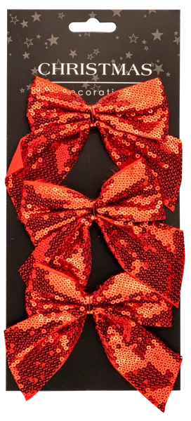 Изображение Бант 10см Купман красный с блестками Купман Интернэшнл к/у, 3 шт
