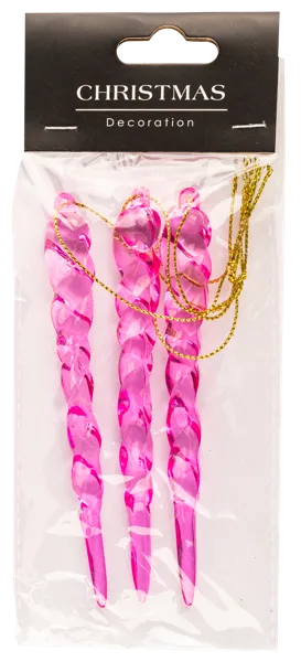 Изображение Подвеска 12см Купман сосулька розовая Купман Интернэшнл м/у, 3 шт