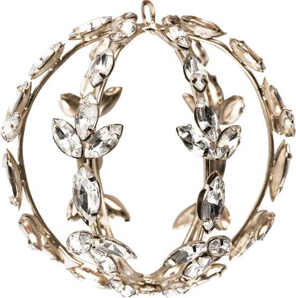 Изображение Подвеска 8см металл Купман шар с кристаллами серебро Купман Интернэшнл , 1 шт