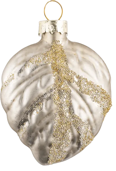 Изображение Подвеска 6см стекло Купман лист с блестками Купман Интернэшнл , 1 шт