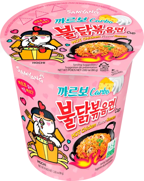 Изображение Лапша быстрого приготовления Самянг Бульдак курица соус карбонара Самянг Фудс к/у, 80 г