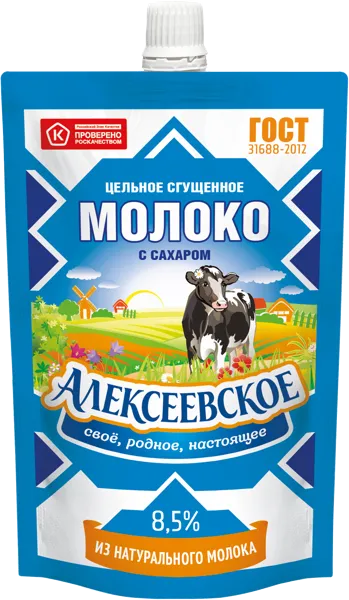 Изображение Молоко сгущенное 8,5% с сахаром Алексеевское цельное Алексеевский МК м/у, 100 г