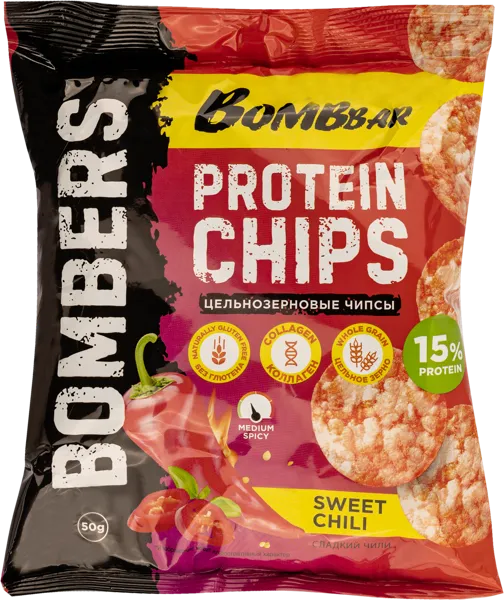 Изображение Чипсы цельнозерновые Бомббар протеин сладкий чили Фитнес Фуд м/у, 50 г