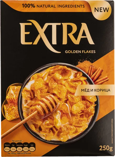 Изображение Хлопья кукурузные Экстра Голден мед корица Келлогг Рус кор, 250 г